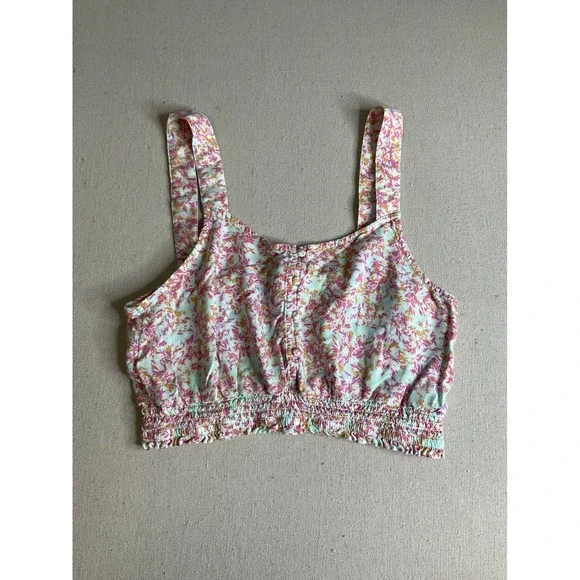 Roxy Cropped Floral Top Size Medium - Picture 1 of 4